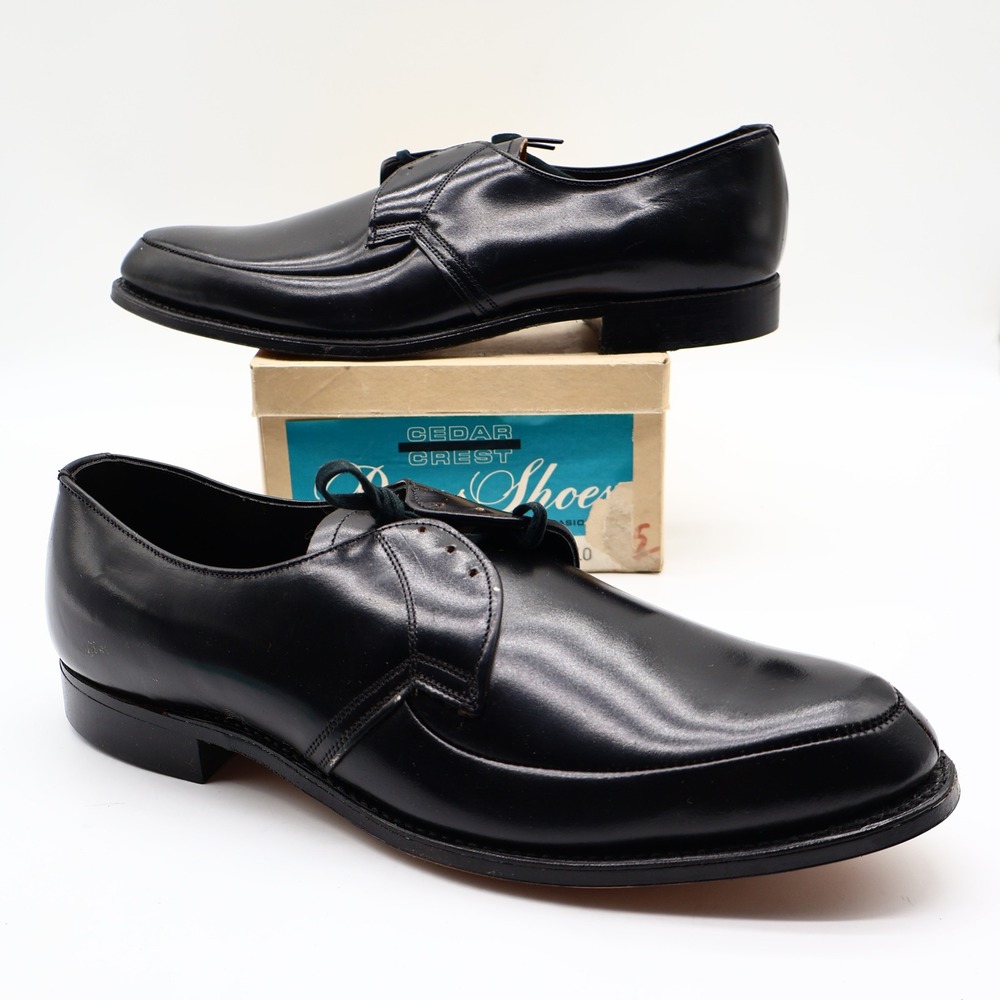 Cedar Crest Mens 14 Black Moc Toe Blucher Oxford Dress Shoes New Box 2225 4110